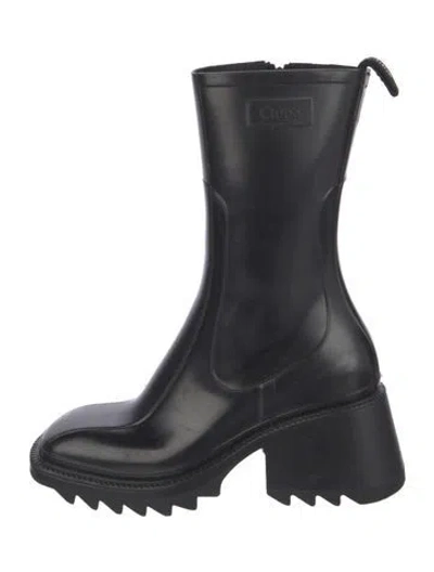Pre-owned Chloé Rubber Rain Boots In Black