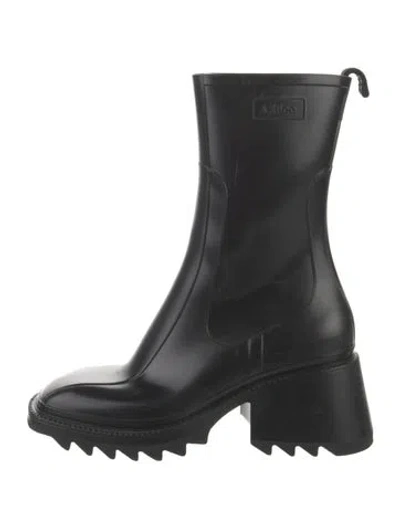 Pre-owned Chloé Rubber Rain Boots In Black