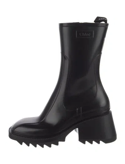 Pre-owned Chloé Rubber Rain Boots In Black