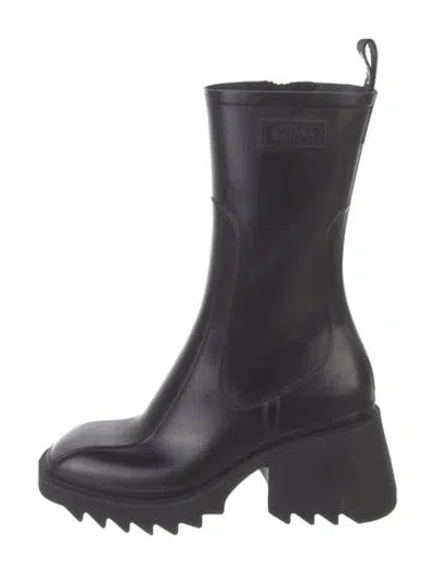 Pre-owned Chloé Rubber Rain Boots In Black