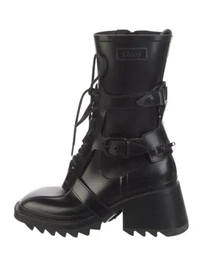 Pre-owned Chloé Rubber Rain Boots In Black