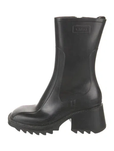 Pre-owned Chloé Rubber Rain Boots In Black