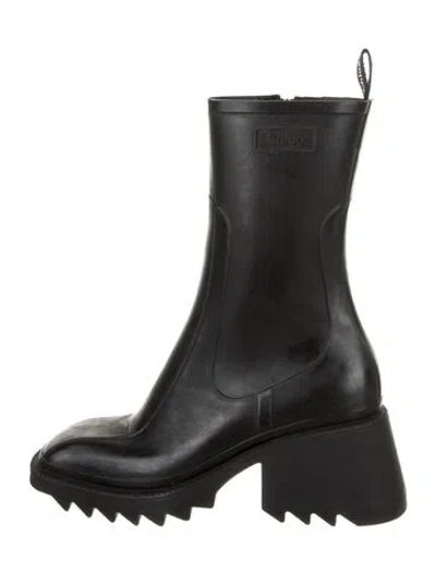 Pre-owned Chloé Rubber Rain Boots In Black
