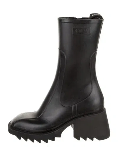 Pre-owned Chloé Rubber Rain Boots In Black