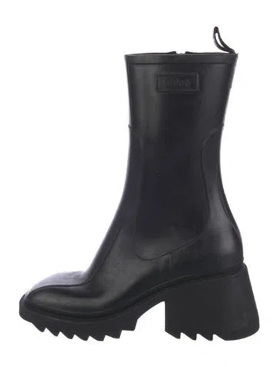 Pre-owned Chloé Rubber Rain Boots In Black