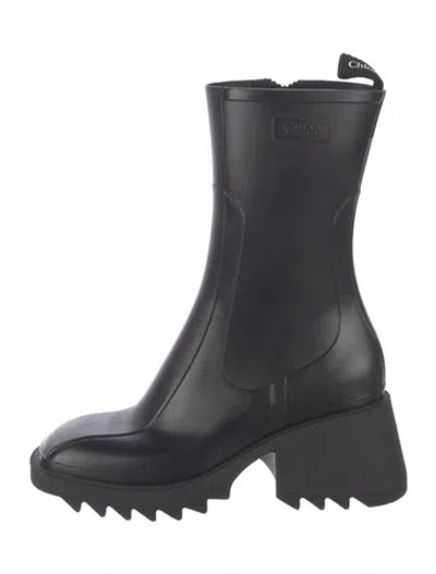 Pre-owned Chloé Rubber Rain Boots In Black