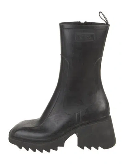 Pre-owned Chloé Rubber Rain Boots In Black