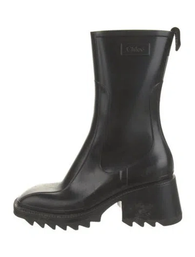 Pre-owned Chloé Rubber Rain Boots In Black