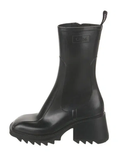 Pre-owned Chloé Rubber Rain Boots In Black