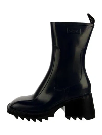 Pre-owned Chloé Rubber Rain Boots In Blue