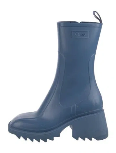 Pre-owned Chloé Rubber Rain Boots In Blue