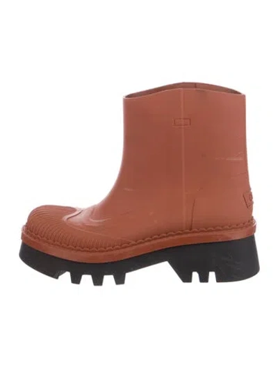Pre-owned Chloé Rubber Rain Boots In Brown