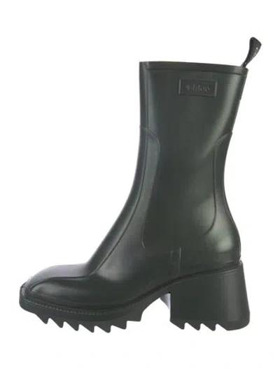 Pre-owned Chloé Rubber Rain Boots In Green