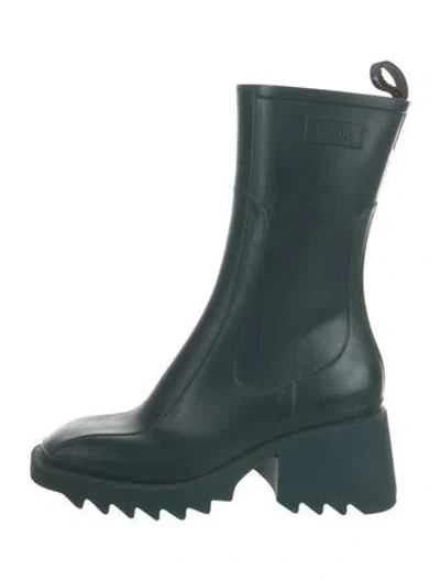 Pre-owned Chloé Rubber Rain Boots In Green