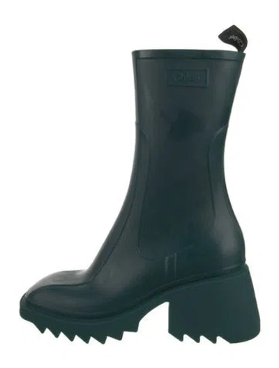 Pre-owned Chloé Rubber Rain Boots In Green
