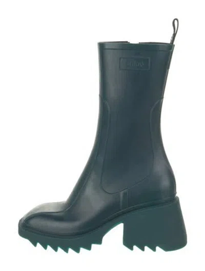 Pre-owned Chloé Rubber Rain Boots In Green
