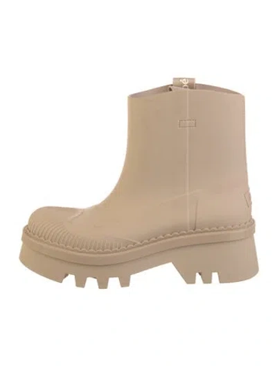Pre-owned Chloé Rubber Rain Boots In Neutral