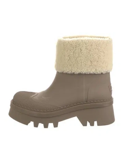Pre-owned Chloé Rubber Rain Boots In Neutral