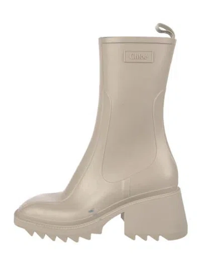 Pre-owned Chloé Rubber Rain Boots In Neutral
