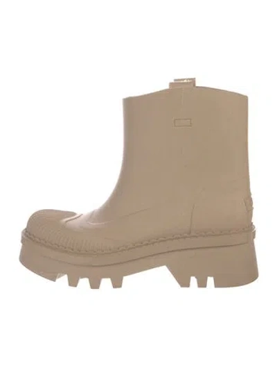 Pre-owned Chloé Rubber Rain Boots In Neutral
