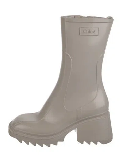 Pre-owned Chloé Rubber Rain Boots In Neutral