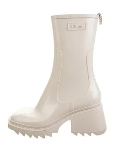 Pre-owned Chloé Rubber Rain Boots In Neutral
