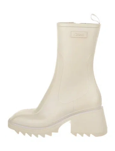 Pre-owned Chloé Rubber Rain Boots In Neutral