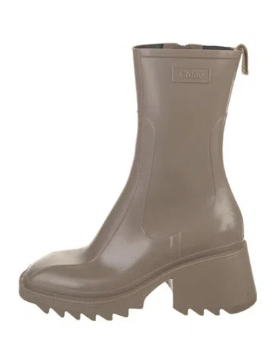 Pre-owned Chloé Rubber Rain Boots In Neutral