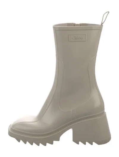 Pre-owned Chloé Rubber Rain Boots In Neutrals