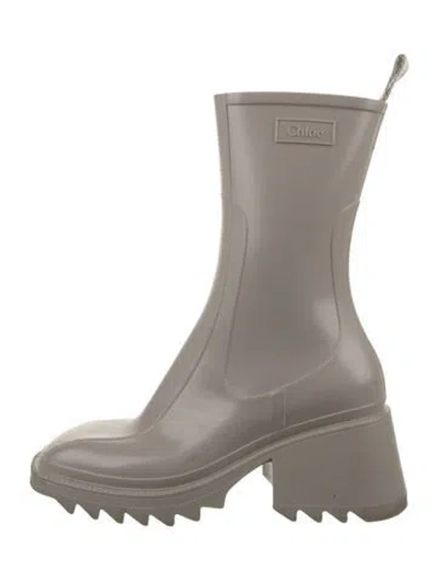 Pre-owned Chloé Rubber Rain Boots In Neutrals
