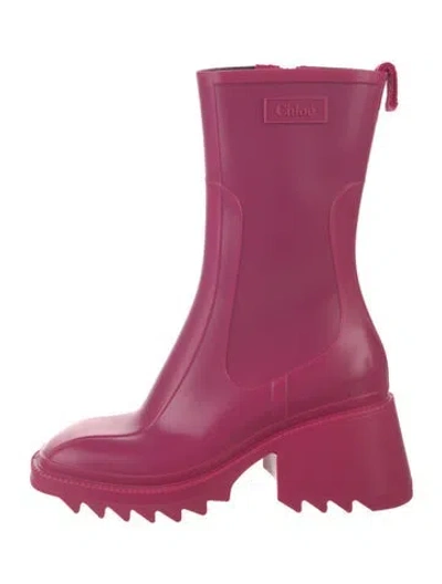 Pre-owned Chloé Rubber Rain Boots In Pink