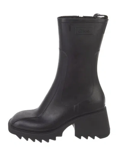 Pre-owned Chloé Rubber Rain Boots W/ Tags In Black