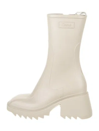 Pre-owned Chloé Rubber Rain Boots W/ Tags In Neutral