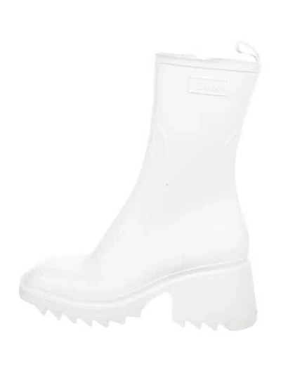 Pre-owned Chloé Rubber Rain Boots In White
