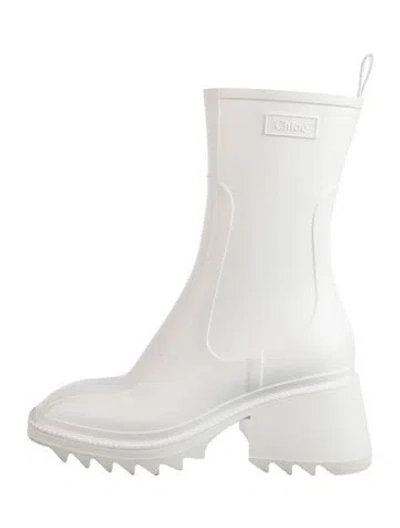 Pre-owned Chloé Rubber Rain Boots In White
