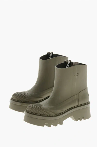 CHLOÉ RUBBER SOLID COLOR BOOTIES WITH CHUNKY SOLE 6CM