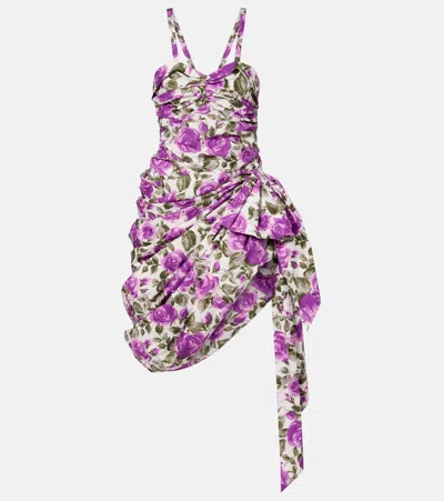 Chloé Ruched Asymmetric Cotton Minidress In White