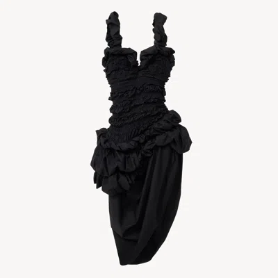 Chloé Ruched Bustier Mini Dress In Cotton Poplin In Black