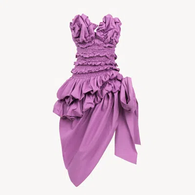 Chloé Ruched Bustier Mini Dress In Cotton Poplin In Pink