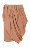 Chloé Ruched Cotton Skirt In Brown