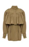 Chloé Ruched Cotton Utility Jacket In Brown