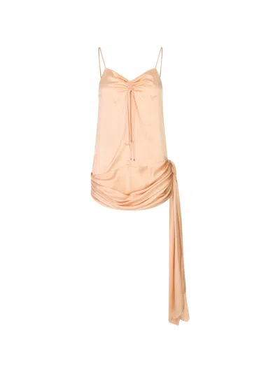 Chloé Ruched Draped Sleeveless Blouse In Nude