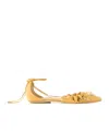 Chloé Gathered Embellished Leather Point-toe Flats In Nude