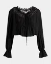 Chloé Striped Silk Satin Mousseline Shirt In Black