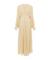 Chloé Pintucked Silk Crepe De Chine Midi Dress In Gray