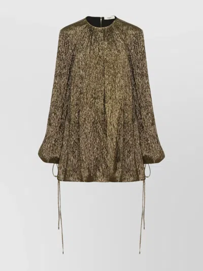 CHLOÉ RUCHED METALLIC MINI DRESS WITH TEXTURED FABRIC