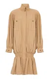 Chloé Ruched Peplum Cotton Coat In Neutral