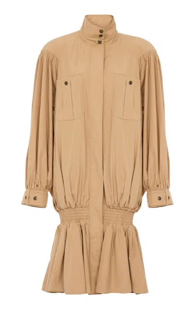 Chloé Ruched Peplum Cotton Coat In Neutral
