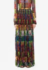 Chloé Multicolor Pleated Silk Maxi Skirt In Multicolor