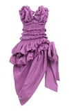 Chloé Ruched Ruffled Cotton Midi Dress In Purple